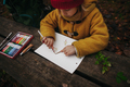 Little Child Drawing Outdoors in the Forest - PhotoDune Item for Sale