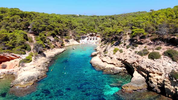 Aerial view of cove Cala Falco or cap de Falco and Cala Bella Donna on Majorca