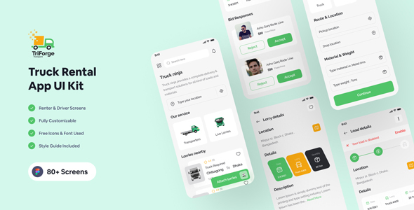 TriForge - Truck Renal App Figma Template