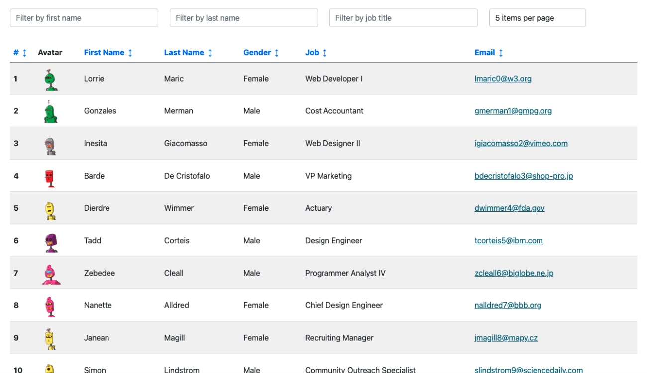 DataGrid Library Real Estate Example