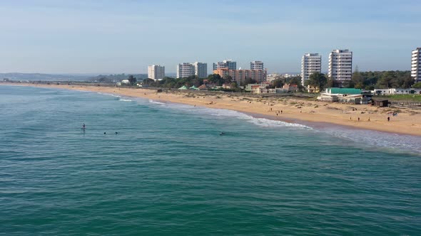 Aerial View of Beautiful Portuguese Beaches with Rocky Sandy Shores and Pure Sand for Tourists