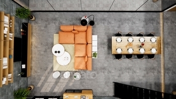 ace with kitchen.Loft style Duplex apartment residence.Home decoration luxury  interior design.