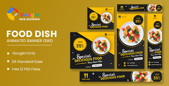 Food Google Adwords HTML5 Banner Ads GWD