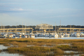 View of the Woods Bridge turning in Beaufort, South Carolina with boats in the foreground. - PhotoDune Item for Sale