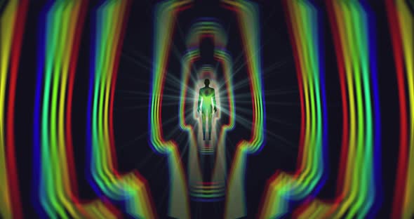 A Looped 3D Animation of the Enlightenment of the Multicolored Energy of the Human Aura Fields