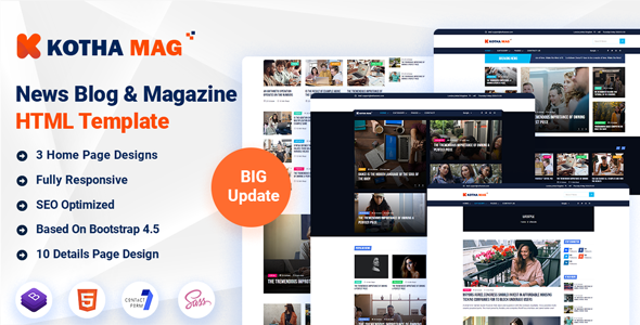 Kotha Mag - News Blog & Magazine HTML themplate