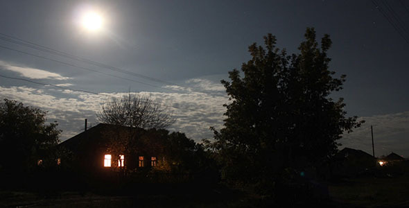 Moon And Clouds At Night Sky Timelapse 3