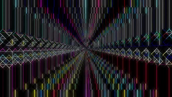 3D Abstract shining bright lines set wave, colorful, black background