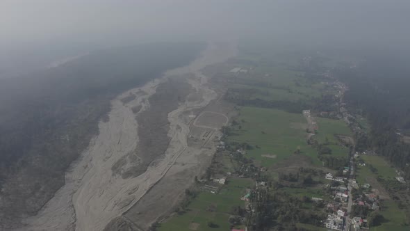 Aerial Shot of Landscape in Himalayan Range of Uttarakhand India Camping Site in Himalayan Hills