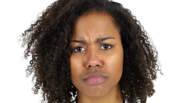 Sad Black Woman Face Crying White Background