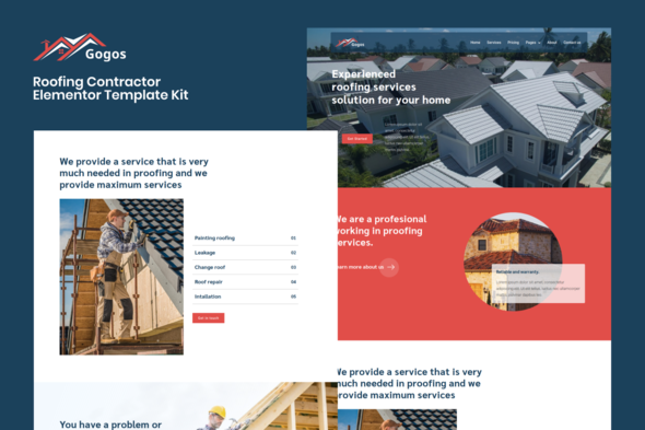 Gogos - Roofing Contractor Elementor Template Kit
