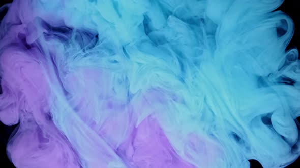 Pastel Color Blue Purple Pink Acrylic Paint Drop Motion in Underwater