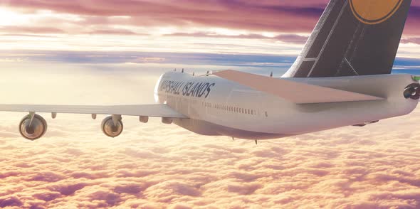 Flight Plane Travel Over Clouds Marshall Islands