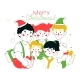 Happy Children at Christmas Party - Colorful Flat - GraphicRiver Item for Sale