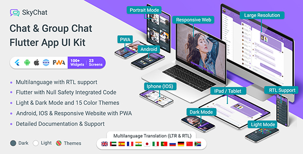 SkyChat - Chat & Group Chat Flutter App (Android, IOS, PWA Responsive Website)