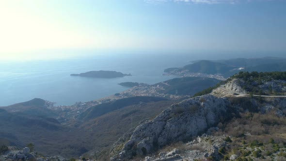 Aerial View of Kosmac Fortress Located on the Budva-Cetinje Road