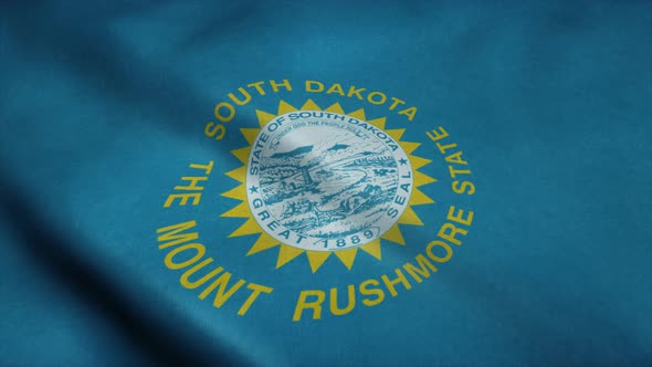State Flag of South Dakota Waving in the Wind