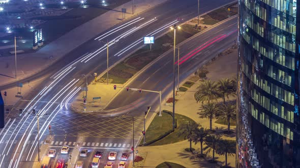 The Skyline of the West Bay Area From Top in Doha Timelapse Qatar