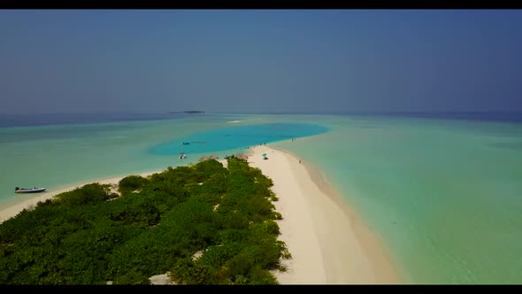 Aerial sky of marine coastline beach journey by blue sea and white sandy background of a dayout in s