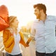 Couple in Love Cuddling While Enjoying Beautiful Urban Sunset Together - VideoHive Item for Sale