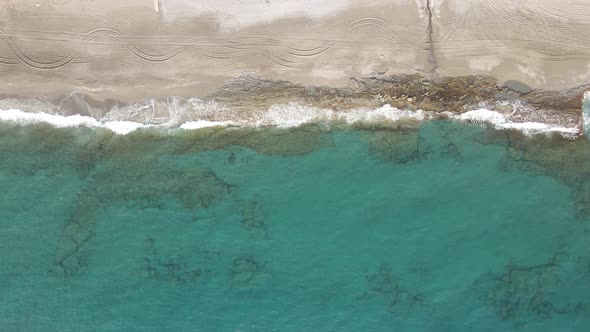 Aerial View Sea Near Coast  Closeup Coastal Seascape