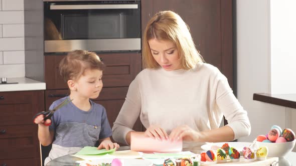 Family Decorating Easter Eggs