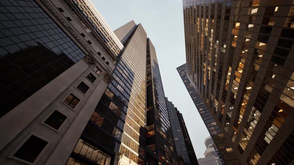 Below View on the Skyscrappers in Chicago