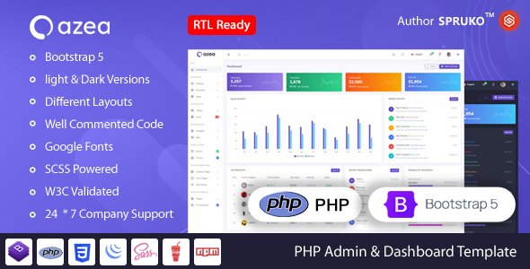 Azea – PHP Admin & Dashboard Template
