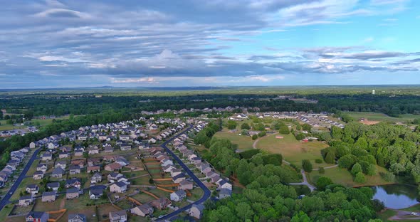 Aerial View on the Boiling Springs Town of a Small Town Residential Streets Roofs the Houses