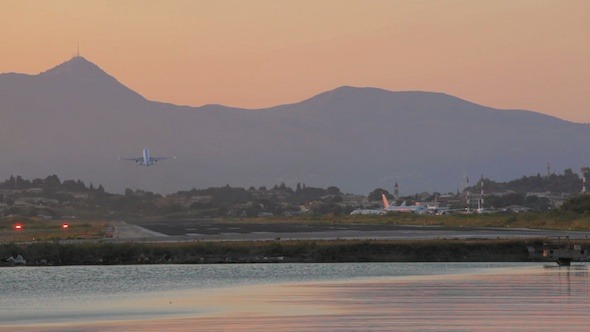 Take-off from Runway of Airplane in Airport