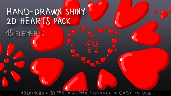 Hand-Drawn Shiny 2D Hearts Pack