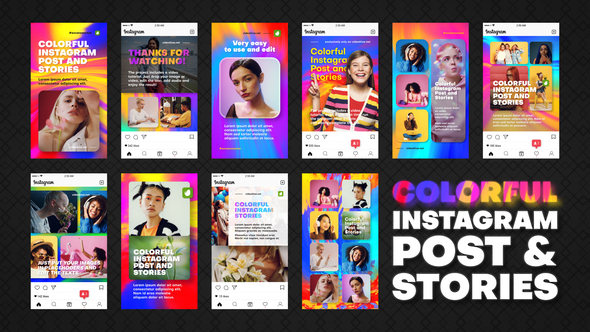 Colorful Instagram Post and Stories