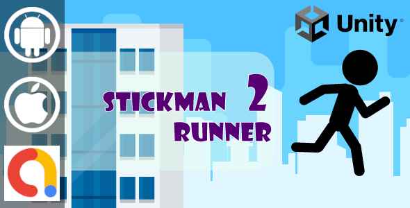 Stickman Runner 2 Unity Platformer 2D Game Project With Admob For Android and iOS