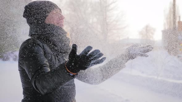 Outdoor Fashion Portrait of Pretty Young Woman in Winter Park