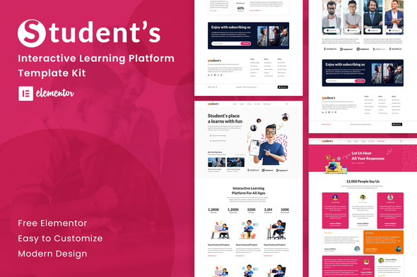 Тема WordPress Student's Online e-Course Elementor Template Kit
