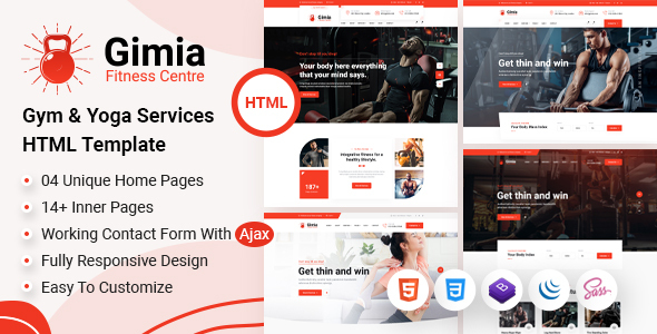 Тема WordPress Gimia - Gym & Yoga Services HTML Template