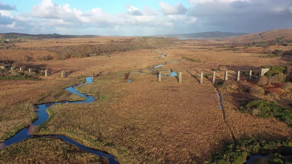 Aerial View of the Owencarrow Railway Viaduct By Creeslough in County Donegal  Ireland