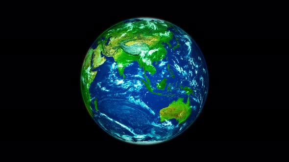 3d Rotated Realistic Planet Earth In Black Background alt