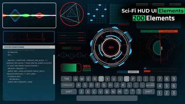 200 Sci Hud İnfographic Elements