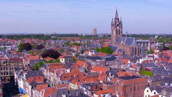 Aerial View of Delft City at Morning 2