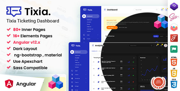 Tixia - Angular Admin Dashboard Template