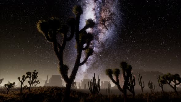 Hyperlapse in Death Valley National Park Desert Moonlit Under Galaxy Stars