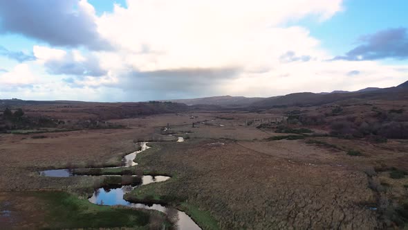 Aerial View of the Owencarrow Railway Viaduct By Creeslough in County Donegal  Ireland