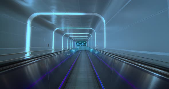 Empty Futuristic Clean Walkway in Airport or Space