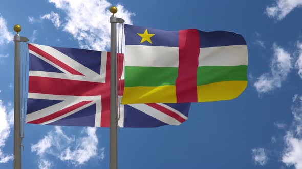 United Kingdom Flag Vs Central African Republic Flag On Flagpole