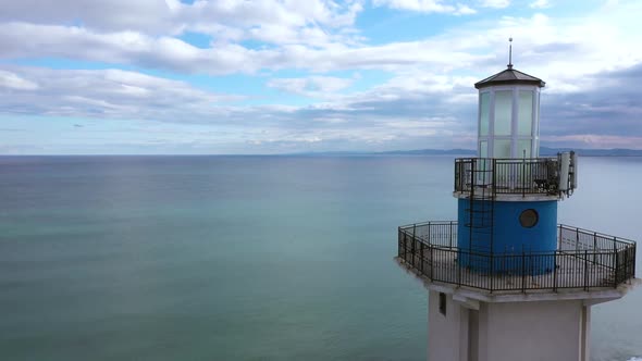 Aerial view of lighthouse in the sea. Black Sea, Bulgaria