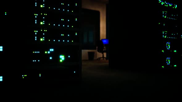 Clean Industrial Interior of a Data Server Room with Servers