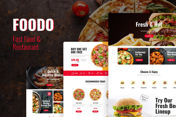 Foodo - Fast Food & Pizza Elementor Template Kit