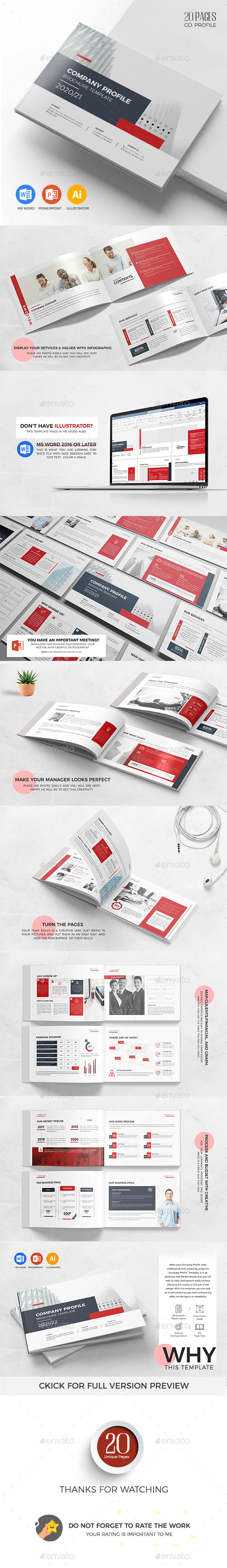 Company Profile A5, Docx & PPT Template 20 Pages