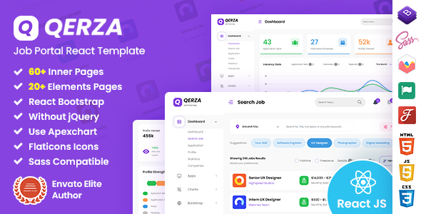 Qerza - Job Portal React Admin Dashboard Template